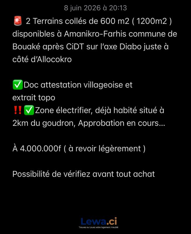 Image principale du bien : Bouaké Amanikro