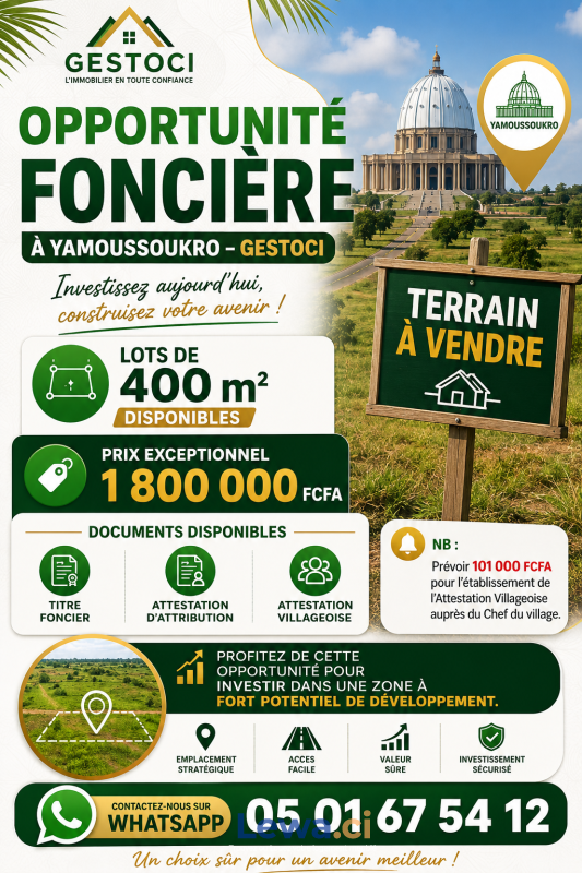 Terrain à Yamoussoukro gesto ci