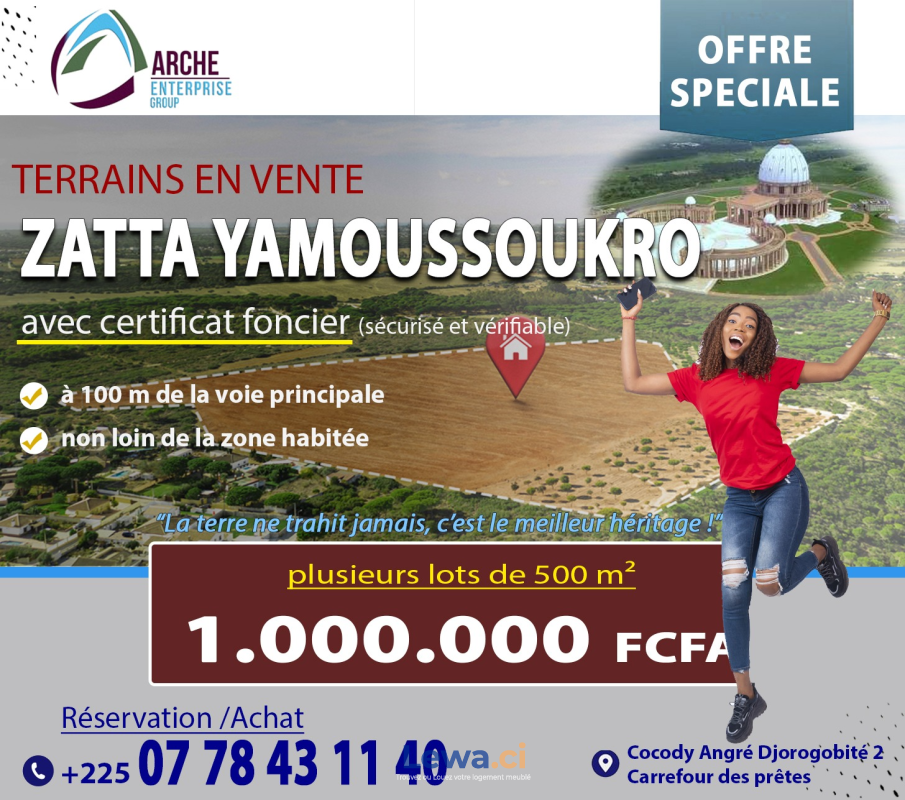 TERRAINS DISPONIBLES À ZATTA – YAMOUSSOUKRO