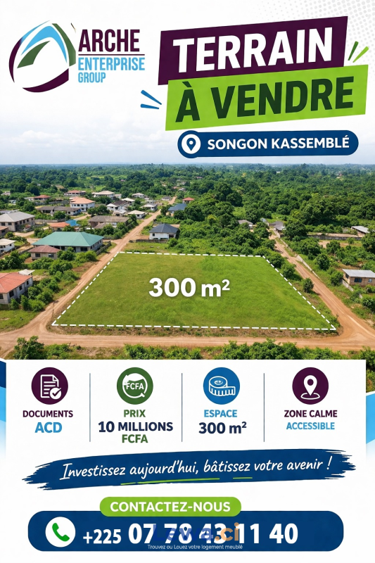 TERRAIN AVEC ACD À VENDRE À SONGON KASSAMBLÉ