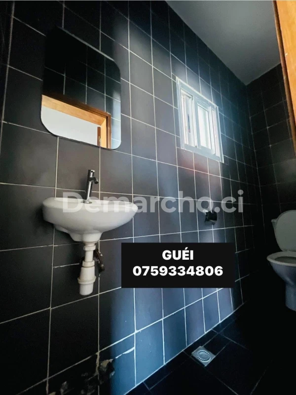 APPARTEMENT 2 PIÈCES STANDING PALMERAIE : Appartement à louer à Cocody. Prix : 220 000 FCFA par mois. 1 Chambre; 2 Salles de bains.