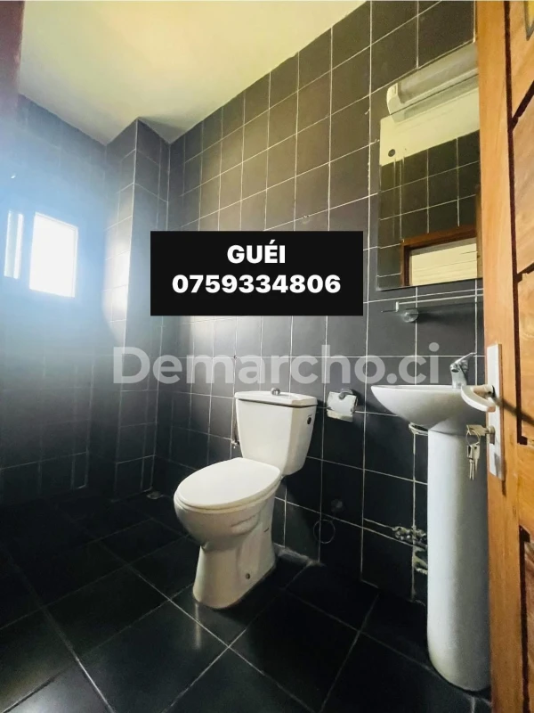 APPARTEMENT 2 PIÈCES STANDING PALMERAIE : Appartement à louer à Cocody. Prix : 220 000 FCFA par mois. 1 Chambre; 2 Salles de bains.